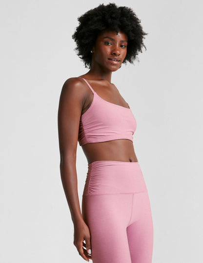 Spacedye Shirred Barre Bra: Adjustable Straps, Wireless Comfort for Yoga