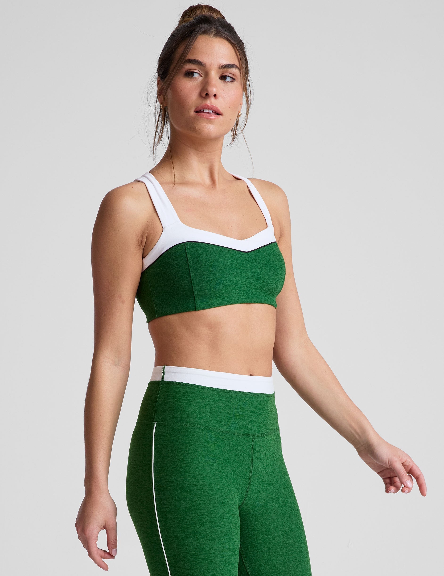 Spacedye Trophy Bra: Self-Lined, Medium Support, Sweetheart Neckline, Contrast Straps