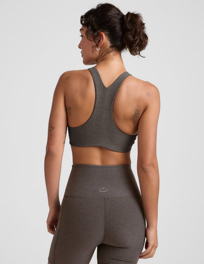 Spacedye Refocus High-Neck Racerback Bra - True Gray Heather Active Support