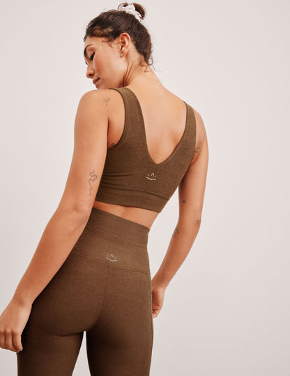 Ultra-Soft Spacedye Long Line V-Neck Bra for Yoga and Comfort