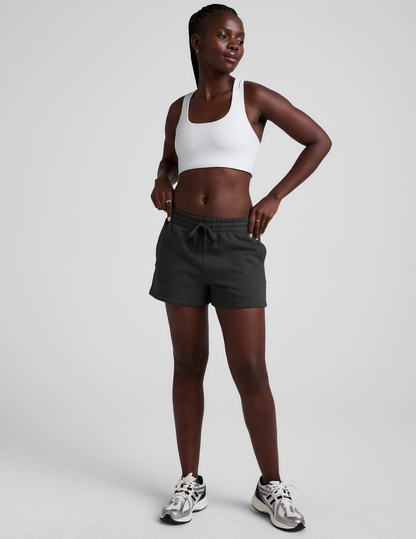 Cloud White Spacedye Simplicity Long Line Racerback Bra – Ultra Comfortable Medium Support