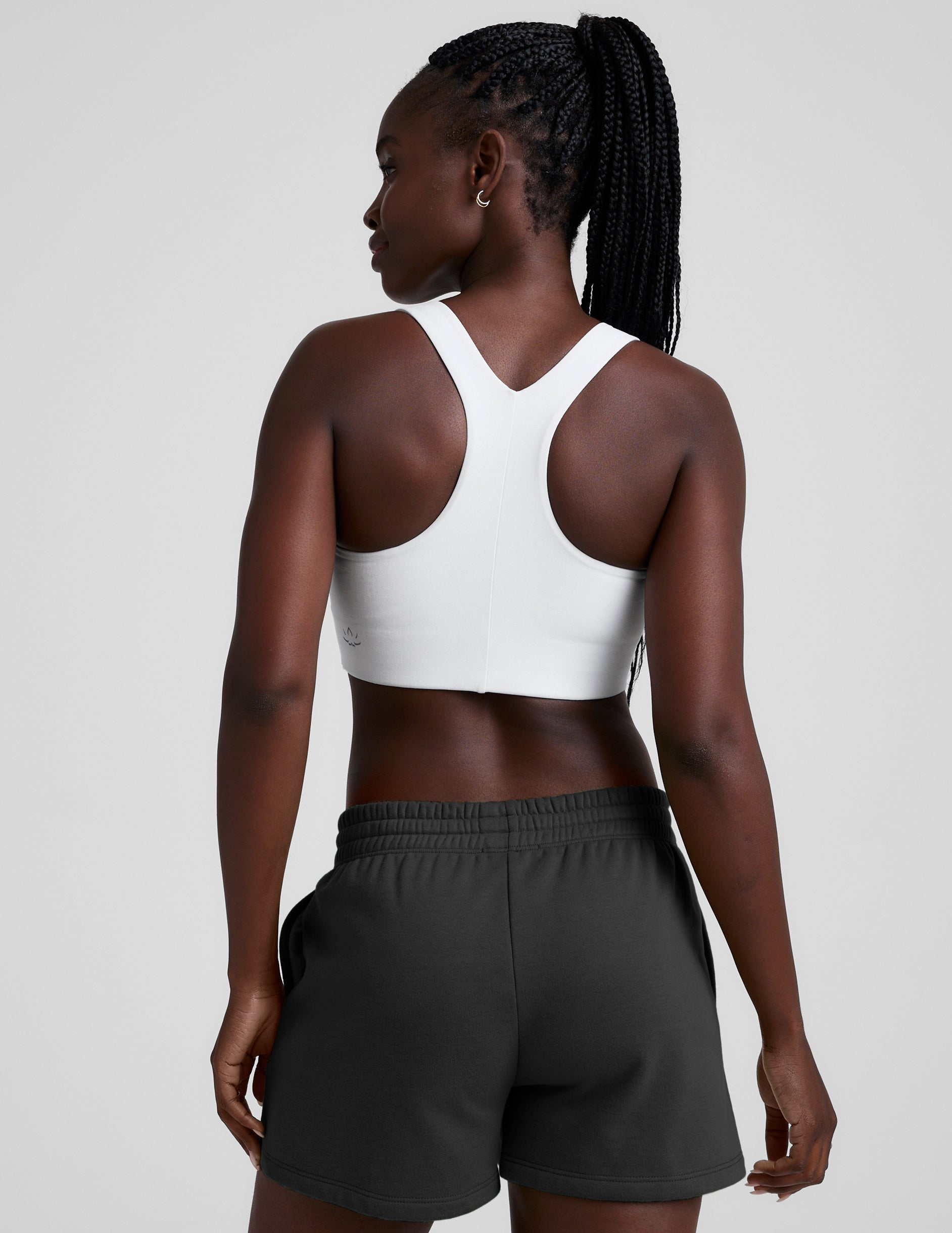 Cloud White Spacedye Simplicity Long Line Racerback Bra – Ultra Comfortable Medium Support