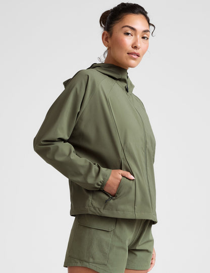 Women's Lightweight Packable Cross Country Jacket - Hooded Full-Zip Active Travel Gear